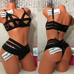 VS LUXE 36 C LUXE BRA MEDIUM PANTY STRAPPY CAGED